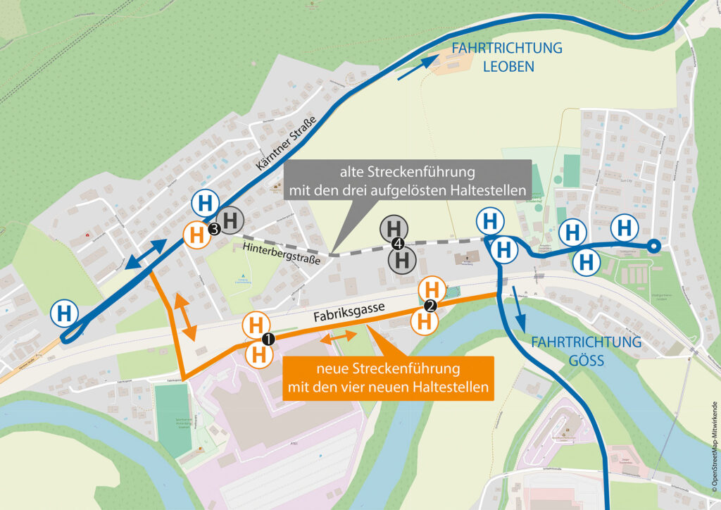 Neue Linienführung in Hinterberg